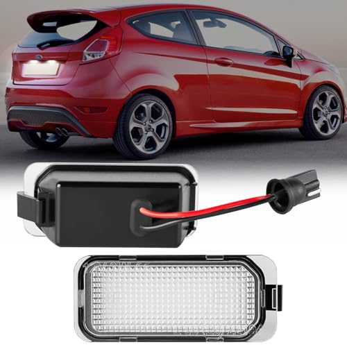 POPMOTORZ LED Luz de Matrícula, 2 Piezas Luces de Matrícula LED con Canbus Error Free 2835 SMD 6000K Xenón Blanco para Ford Fiesta JA8 Focus DA3 5D Focus DYB S-MAX C-MAX Grand C-max Mondeo Kuga Galaxy