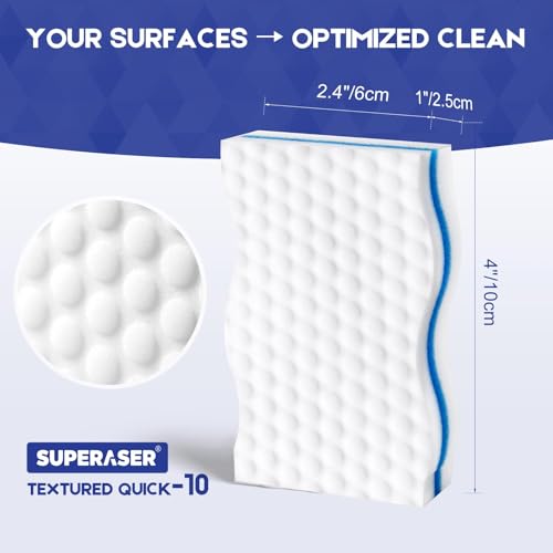 Image of Magic Sponge Eraser, 3X Density Melamine Cleaning Sponges, 24 Pack | Long-lasting melamine sponges clean kitchen, bathroom, floors, walls and furniture with water only.