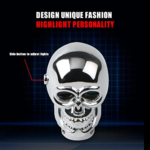 Dewkou 1 Pc Skull Shift Knob Gear Stick With Led Light, Shift Head Replacement Shifter Fit Most Manual Automatic Cars (Red) #TOP2