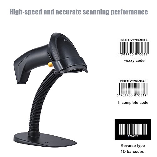 Qican Leitor de código de barras 1D portátil sem fio 2.4G automático/manual que suporta leitura de c