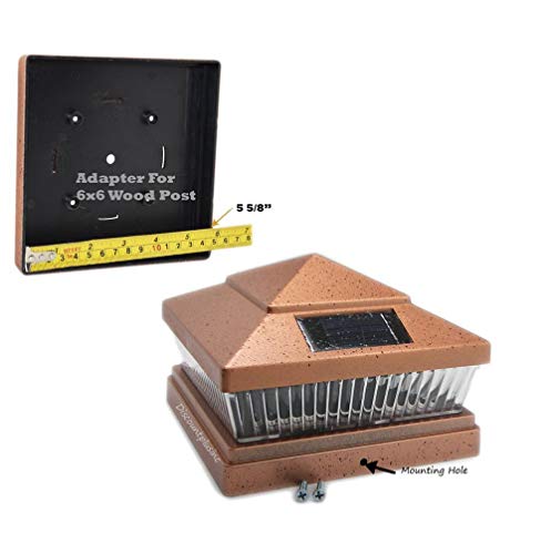 6X6 Outdoor Solar Powered Copper Color Fence Post Cap Deck Railing Lights For 6x6 Wood Post With 5-SMD LED's (2-Pack)