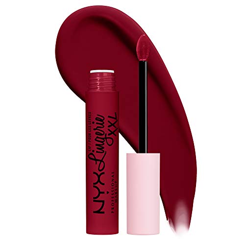 NYX PROFESSIONAL MAKEUP, Lip Lingerie XXL Matte Liquid Lipstick, Vegan Formula – 22 SIZZLIN’ (Warm Red)