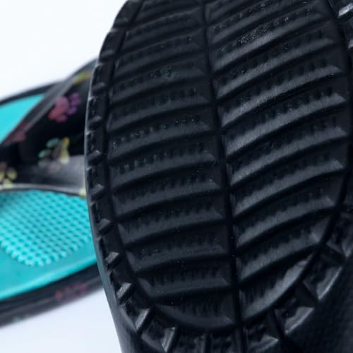Image of GreaterGood Walking Paws Flip Flops Rainbow Colorful Lightweight Contoured Non Slip Textured Footbed Beach Sandals for Women