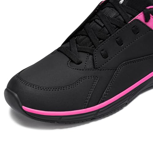 LARNMERN Kochschuhe Damen rutschfeste Küchen Arbeitsschuhe Herren Wasserfeste Koch Schuhe Männer Laufsohle Non-Slip OHNE-Stahlkappe,Rosenrot Schwarz 39 EU
