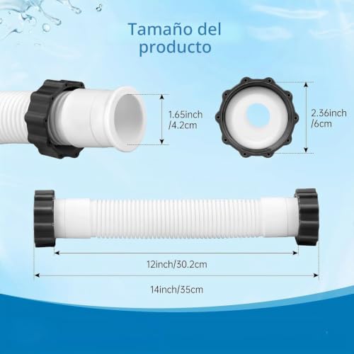 Miniatura 4 de Juego De Manguera Y Tuercas Para Piscina Bestway - Manguera De Repuesto Blanca Para Bomba De Piscina De 1,5 De Diámetro 0,4 M