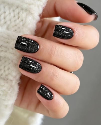 JMEOWIO Unhas de gel autocolantes brilhante preto Halloween autocolantes unhas gel Nail Art Stickers decoração