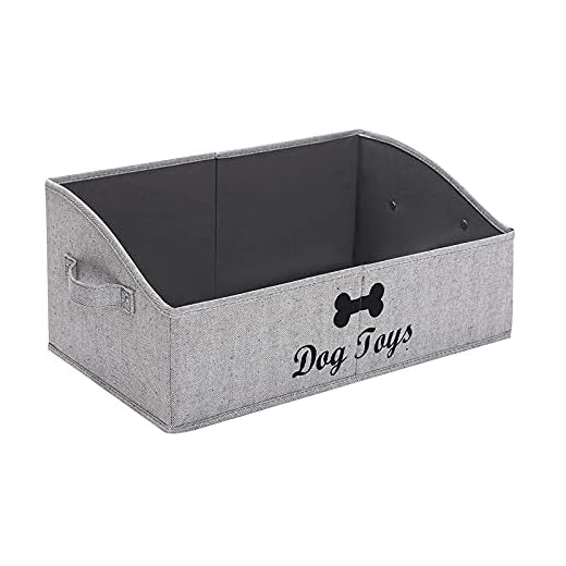 Xbopetda Large Dog Toys Storage Bins - Foldable Fabric Trapezoid Organizer Boxes with Handle, Collapsible Basket Dog Toys, Dog Apparel & Accessories-Dog-Striped Gray