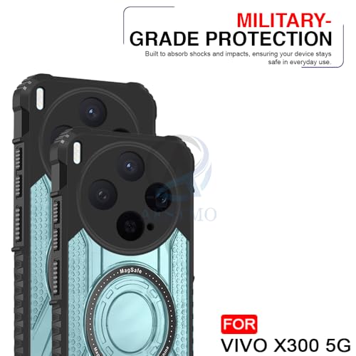 Image of AESTMO Hybrid Shockproof Back Cover Case for Vivo X300 5G Compatible with MagSafe | Hard Back Case Cover for Vivo X300 5G (PC & TPU, Translucent Back, Black Sides)