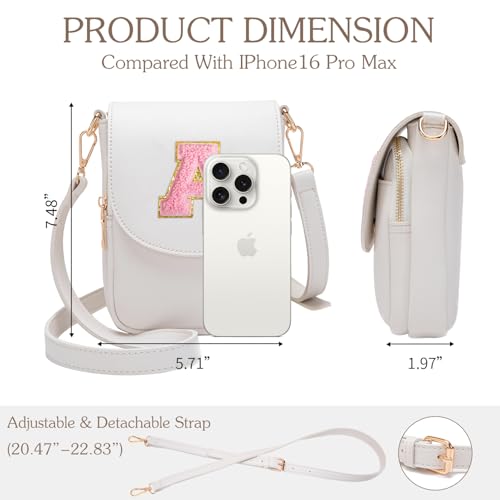 Image of Viverte Crossbody Purse for Teen Girls Small Initial Cell Phone Toddler Purse Leather Triple Compartment Crossbody Bags