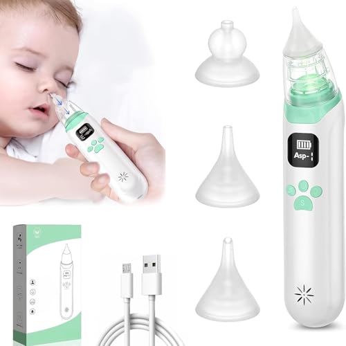 XQLY Aspirador nasal eléctrico para bebé – 3 niveles de succión, 3 puntas de silicona, limpiador automático