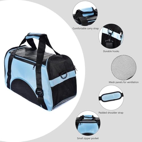 Bolsa De Transporte Para Cães Gatos Azul Dobráve Para Viagem