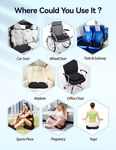 Travel Ease Gel Memory Foam Seat Cushion, Butterfly-Shape Seat Cushion for Long Hours Sitting Comfort, Butt Support Pillow for Office Chair, Car Seat, Dining Chair (Black) by Travel Ease - Image 12