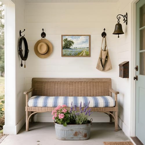 Framed Vintage Canvas Wall Art, Country Landscape Wildflower Field Wall Decor Paintings, Rustic Nature Pictures Prints Home Decor for Living Room Bedroom Bathroom Farmhouse 12x16 inch — view 2