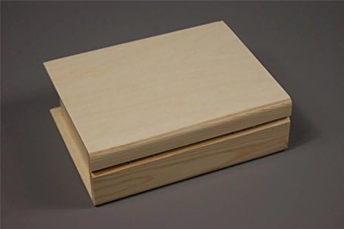 PLAIN WOOD WOODEN BOX HINGED JEWELLERY LARGE BOOK BOX DECOUPAGE (PD4L)