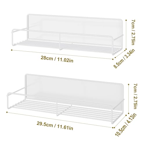 Image of 2 Pack White Magnetic Spice Rack Organizer, Space Saver for Refrigerator and Whiteboard, Metal Fridge Shelf for Kitchen and Classroom