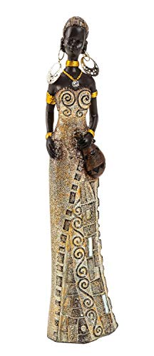 Lifestyle & More Sculpture Moderne Décor Femme Africaine Or/Marron Hauteur 24 cm