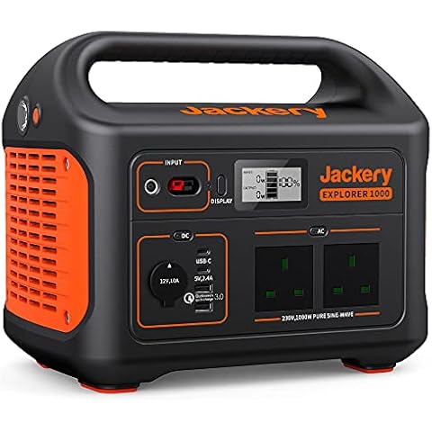Jackery Portable Power Station Explorer 1000, 1002WH Solar Mobile Lithium Battery Pack for Home Emergency Power with 230V/1000W AC Outlets, Outdoor RV Camping Cover
