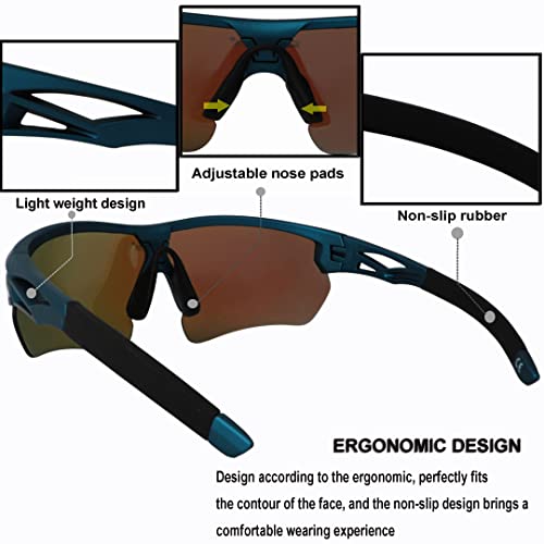 OUTDOORSPARTA Sports Sunglasses(4. Blue Frame, Full Lens Mirrored Blue) - Image 4