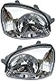 Evan-Fischer Headlight Set Compatible with 2001-2003 Hyundai Santa Fe Left Driver and Right Passenger Side Halogen With bulb(s)