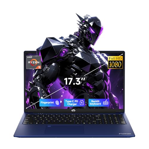 Image of NIMO 17.3 inch IPS FHD-Gaming-Laptop, AMD Ryzen 5 6600H 16GB DDR5 RAM 1TB SSD (Beat i7-1165G7 Up to 4.5GHz) Radeon 660M GPU-Computer with 100W Type-C Charger Backlit Keyboard Fingerprint