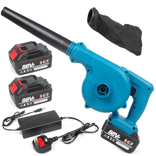 Ponicozy Leaf Blower, Cordless Leaf Blower with 2 Battery & Charger, 2-in-1 Electric Leaf Blower & Vacuum