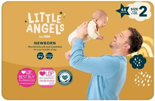 T Little Angels Newborn Nappies - Size 2 44 Pack | Ultra-Soft, Breathable, and Quick-Dry for Ultimate Comfort