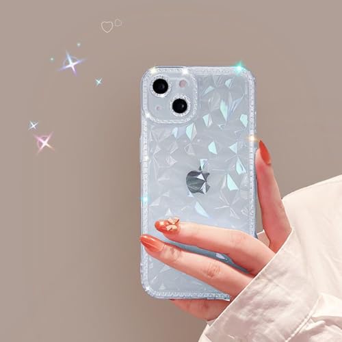 Coque silicone antichoc iPhone 15 transparente souple motif 3D bleu