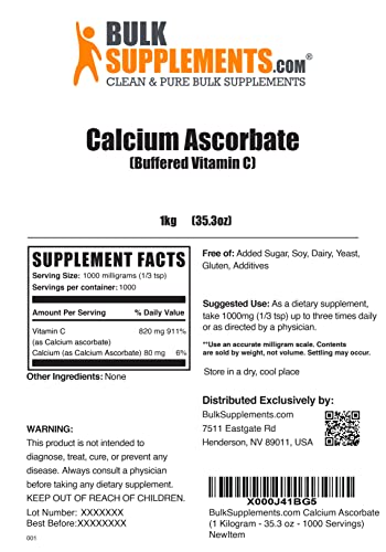 Bulksupplements.com Calcium Ascorbate Powder - Vitamin C Supplement - Powdered Vitamin C Powder - Calcium Powder - Calcium Supplement - Calcium Vitamins C Powder (5 Kilogram - 11 Lbs) #TOP1