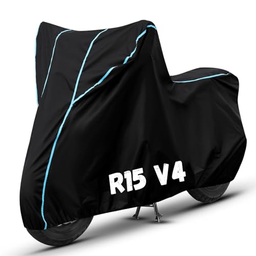 Image of Bike Cover for R15 V4 100% Waterproof, Dustproof & Scratch Resistant| Fully Bottom Elastic UV Resistant Heavy Duty Body Cover | All Weather Outdoor Use