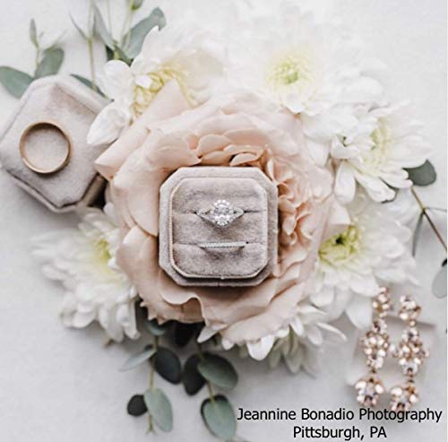 Marble Wolf Velvet Ring Box Vintage Inspired - Octagon Ring Box - Perfect For Engagement Bride Wedding Photography - Bridal Gift For Mrs. … (Champagne) #TOP2