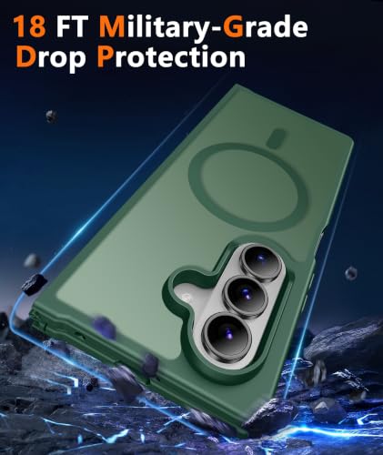 Image of FNTCASE for Samsung Galaxy Z Fold 8 Ultra / Z Fold 7 Case, Fit for Magsafe | Screen Protector, Translucent Matte, 18FT Military Grade Drop Protection, Shockproof Protective Phone Cover, Green