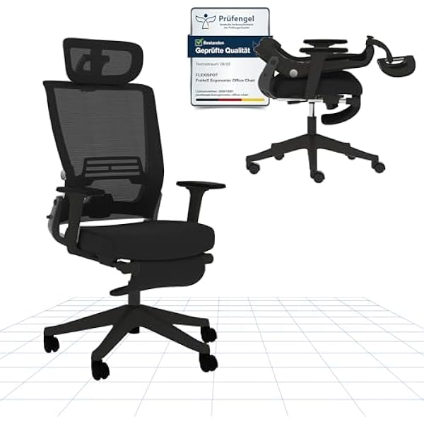FLEXISPOT Foldex Ergonomiczne Krzesło Biurowe, Składane Krzesło Biurowe do Małych Pomieszczeń z Wsparciem Lędźwiowym, Regulowanymi Podłokietnikami (Czarny)
