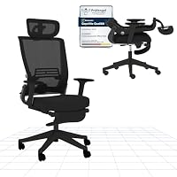FLEXISPOT Foldex - Sedia da ufficio, pieghevole, ergonomica, con supporto lombare, braccioli regolabili in altezza con poggiapiedi per piccola casa, rete traspirante, colore: nero
