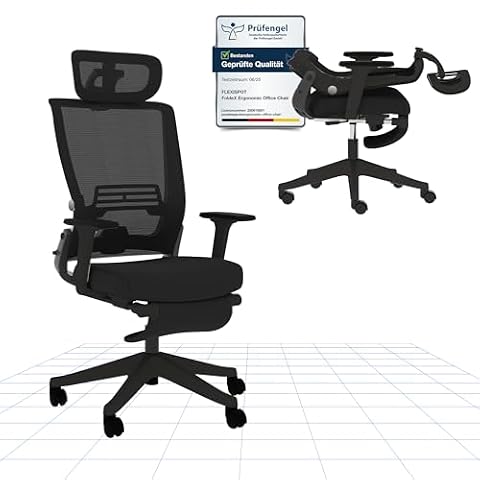 FLEXISPOT Foldex Ergonomiczne Krzesło Biurowe, Składane Krzesło Biurowe do Małych Pomieszczeń z Wsparciem Lędźwiowym, Regulowanymi Podłokietnikami (Czarny)