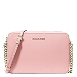 Michael Kors Jet Set Powder Blush Pink Leather Crossbody Bolso, Mujeres, Rosa (Rosa), Talla Única