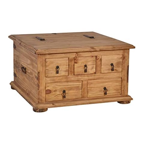 MiaMöbel Truhentisch Mexico 81x47x81 cm Mexico Möbel Landhausstil Massivholz Pinie Honig Cover