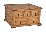Ware ist bereits vollmontiert MiaMöbel Truhentisch Mexico 81x47x81 cm Mexico Möbel Landhausstil Massivholz Pinie Honig