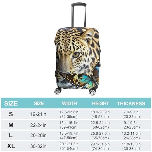 Leopard And Butterfly Printed Luggage Cover Protector, Fits 18-32 Inch Luggage2