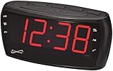 SuperSonic 0 Digital AM/FM Alarm Clock Radio with Jumbo Display, Black