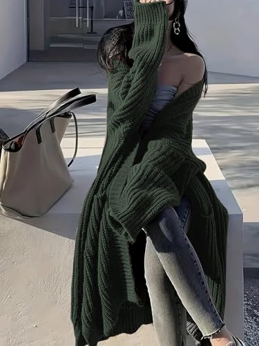 Image of Womens Long Cardigan Sweaters Open Front Oversized Duster with Pocket for Women 2025 Fall Winter Knit Design Coats