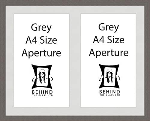 Handmade Grey Picture Frame With Double Aperture Mount - For 2 A4 Images