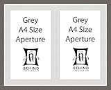 Handmade Grey Picture Frame With Double Aperture Mount - For 2 A4 Images