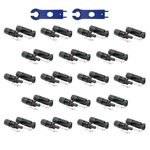 SOLARTRONICS Zonnestekkers, 12 paar, mannelijk/vrouwelijk, zonnepaneel-kabelstekkers, IP67 waterdicht, PV-stekker compatibel met MC4, connector voor 4 mm² - 6 mm² zonnekabel met spansleutel op