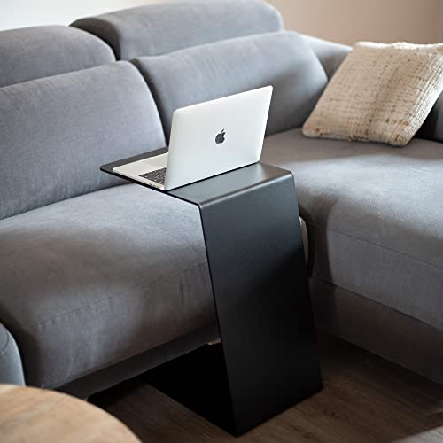 MILUKA Table d'appoint Salon Noir | Table Basse Salon Haute de Soutien pour canapé | Table d'appoint Bout de Canape pour Manger, Le PC, Ou comme Table de Chevet (Noir)