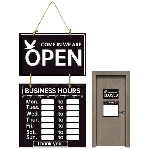 Señal De Horario Comercial: Tienda De Doble Cara, Señal Abierta Y Cerrada Con Horario | De Tablero De Bienvenida Decorativo, Señalización De Horarioo Comercial Para Tienda, Gimnasio, Oficina