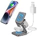Produktbild 3 in 1 Aluminium Faltbar Kabelloses Ladestation für iPhone 14 13 12 Pro Max/XS/XR/14 Plus, 15W Wireless Magnetische Ladegerät Kompatibel mit iWatch Ultra/8/SE/7/6/5/4/3/2 Air-Pods Pro/2/3 (Gray)