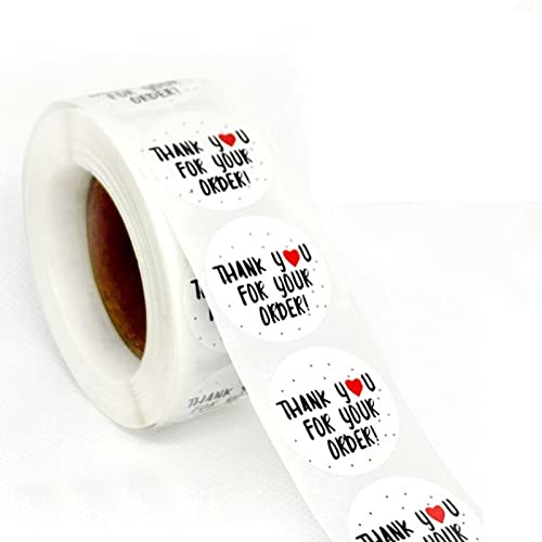 2500 Round White Spotty Thank You for Your Order Stickers for Your Business Purchases, Envelope Labels (2500pcs - White Spotted - Your Order)