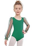 Zaclotre Gymnastics Leotards for Girls Polka Dots Mesh Long Sleeve Ballet Dance Outfit Toddler Size 3-11 Years