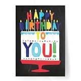 Designer Greetings Happy Birthday Lottery Ticket Holder Cards – 6-Pack – “Happy Birthday to You” Birthday Cake Design with Yellow Envelopes