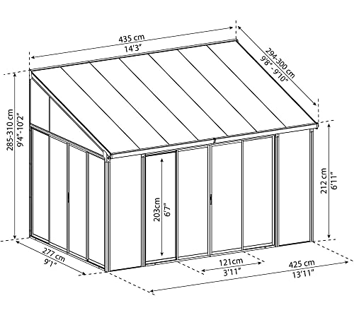 Palram Veranda San Remo Wintergarten, Grau, 295x425x310 cm